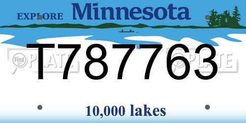 T787763 Minnesota License Plate