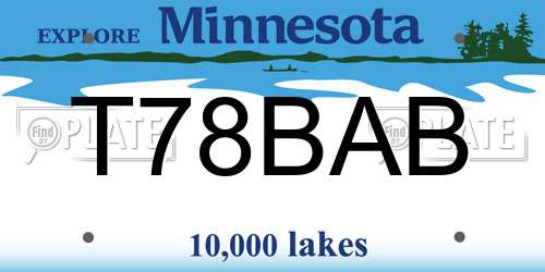 T78BAB Minnesota License Plate