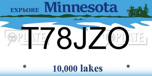 T78JZO Minnesota License Plate