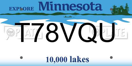 T78VQU Minnesota License Plate