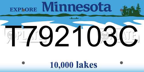 T792103C Minnesota License Plate