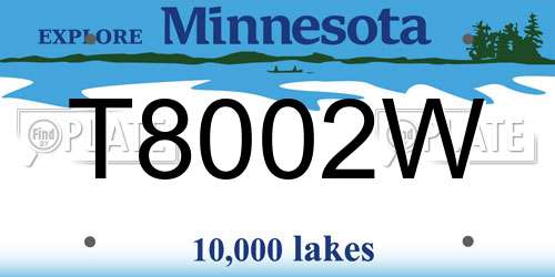 T8002W Minnesota License Plate