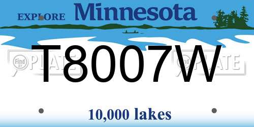 T8007W Minnesota License Plate
