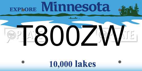 T800ZW Minnesota License Plate