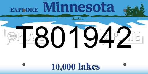 T801942 Minnesota License Plate
