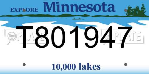 T801947 Minnesota License Plate