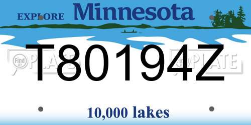 T80194Z Minnesota License Plate