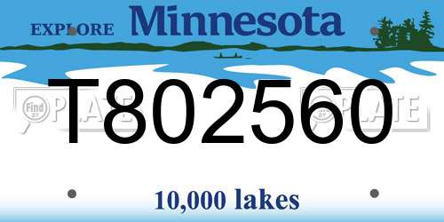 T802560 Minnesota License Plate