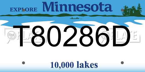 T80286D Minnesota License Plate