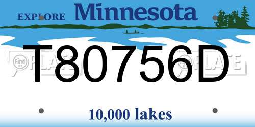 T80756D Minnesota License Plate