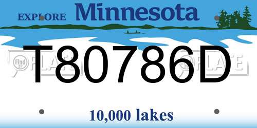 T80786D Minnesota License Plate