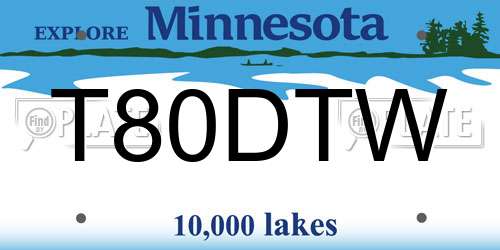 T80DTW Minnesota License Plate