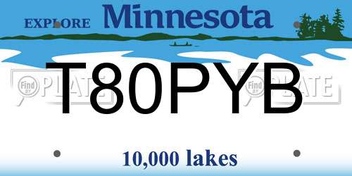 T80PYB Minnesota License Plate