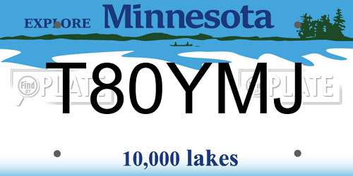 T80YMJ Minnesota License Plate