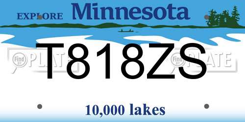 T818ZS Minnesota License Plate