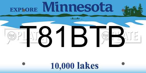 T81BTB Minnesota License Plate