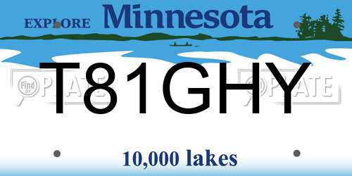 T81GHY Minnesota License Plate