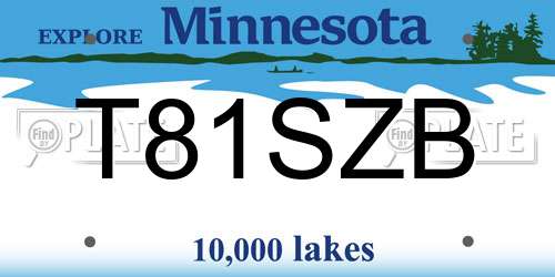 T81SZB Minnesota License Plate