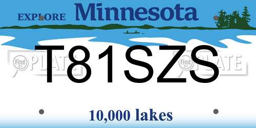 T81SZS Minnesota License Plate
