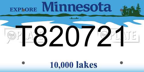 T820721 Minnesota License Plate