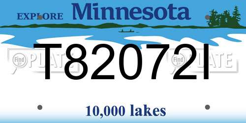 T82072I Minnesota License Plate