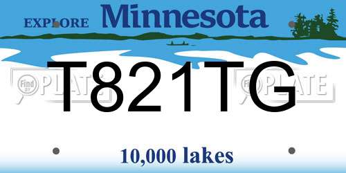 T821TG Minnesota License Plate