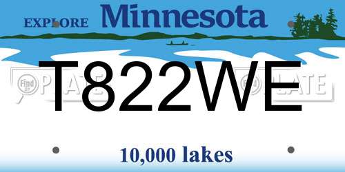 T822WE Minnesota License Plate