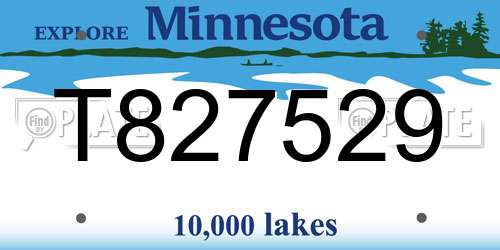 T827529 Minnesota License Plate