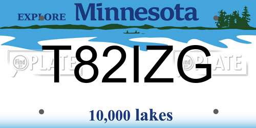 T82IZG Minnesota License Plate