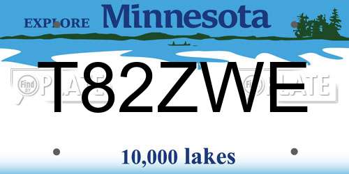 T82ZWE Minnesota License Plate