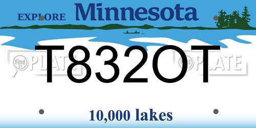 T832OT Minnesota License Plate
