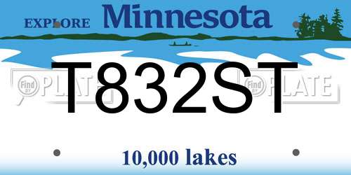 T832ST Minnesota License Plate