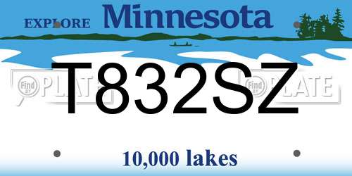 T832SZ Minnesota License Plate