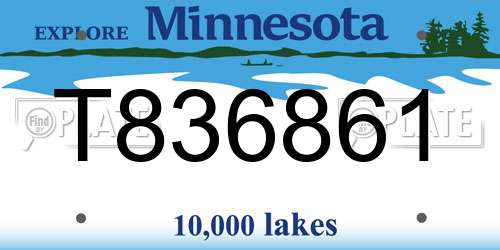 T836861 Minnesota License Plate