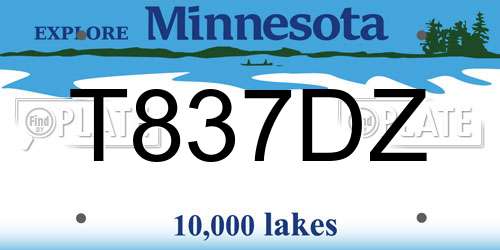 T837DZ Minnesota License Plate