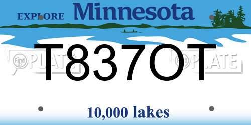 T837OT Minnesota License Plate