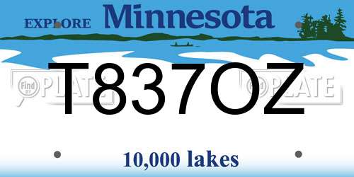 T837OZ Minnesota License Plate