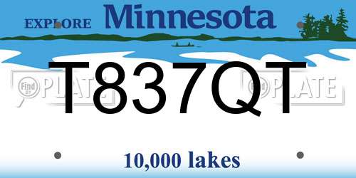 T837QT Minnesota License Plate