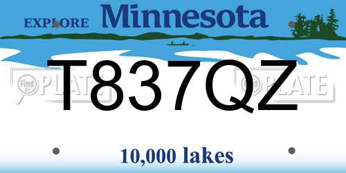 T837QZ Minnesota License Plate