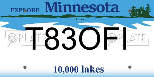 T83OFI Minnesota License Plate