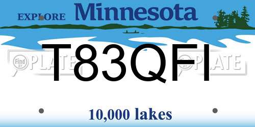 T83QFI Minnesota License Plate