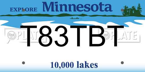T83TBT Minnesota License Plate