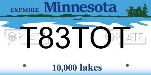 T83TOT Minnesota License Plate