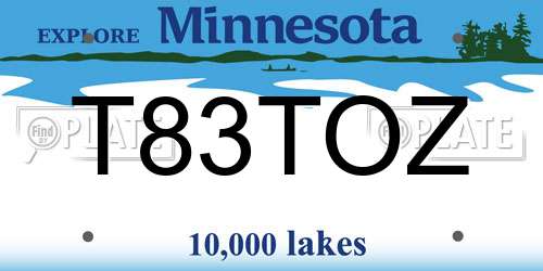 T83TOZ Minnesota License Plate