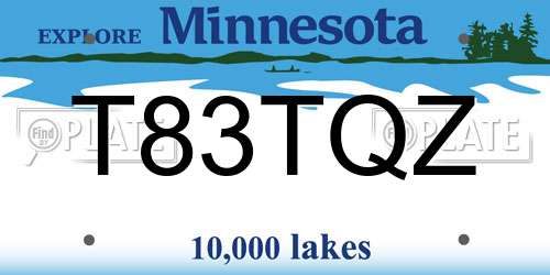 T83TQZ Minnesota License Plate