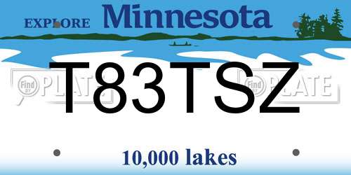 T83TSZ Minnesota License Plate