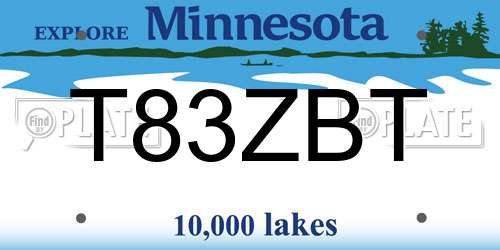 T83ZBT Minnesota License Plate