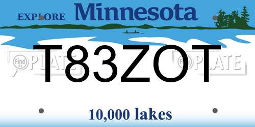 T83ZOT Minnesota License Plate
