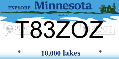 T83ZOZ Minnesota License Plate