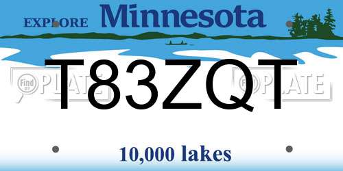 T83ZQT Minnesota License Plate